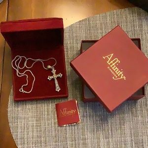 Affinity Sterling silver Diamond cross pendant with chain